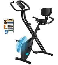 BARWING Stationary Exercise Bike for Home Workout, 5 IN 1 Foldable Indoor Cycling Bike for Seniors, 350LB Capacity, 16-Level Magnetic Resistance, Seat Backrest Adjustments