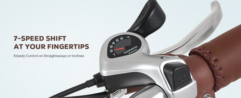 VIRIBUS Womens Cruiser Bike, 7 Speed Beach Cruiser Bike for Women, 26 inch Women Bicycle with Rattan Basket, City Commuter Vintage Retro Step Through Bicycle for Female Ladies Seniors, 330 Lb.