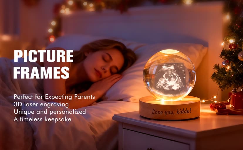 Personalized 3D Photo Crystal Ball, Memorial Gifts, Custom Engraved Picture Lamp with Wood Base, Color Changing Crystal Globe for Pets, Couples, Babies, Parents, Birthdays, Anniversaries(Circle)