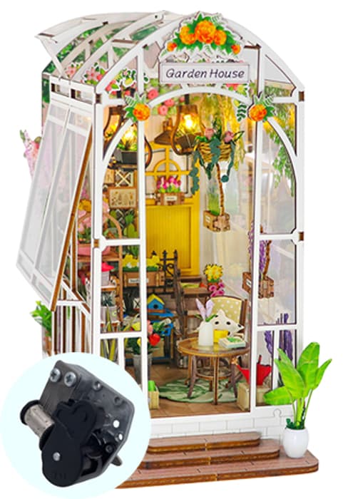 DIY Book Nook Kit with Music Box, Wooden 3D Puzzle Dollhouse with LED, Miniature House Kit Bookends for Adult and Teen, Bookshelf Decor, Creative Gift for Friends and Family. Soul Bookstore