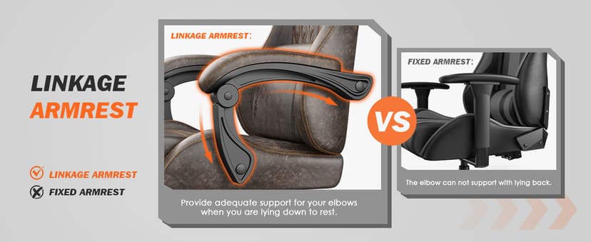 Ferghana Vintage PU Leather Gaming Chair, Ergonomic Gamer Chair with Massage, High Back Computer Office Chair with Footrest for Adults, Racing Style Reclining Video Game Chair (Brown)