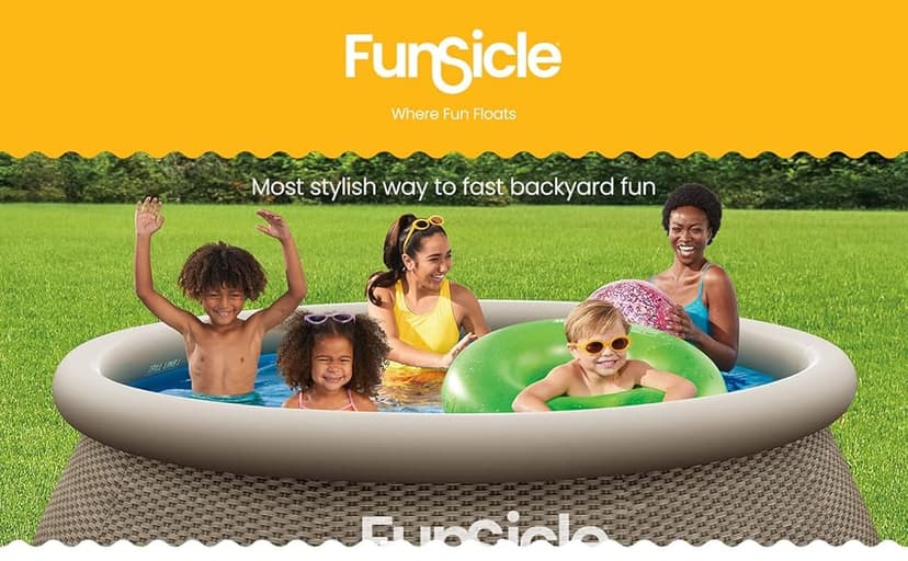 Funsicle Quickset 12ft x 36in Round Inflatable Above Ground Swimming Pool with Filter Pump – Easy Setup with Top Ring Design