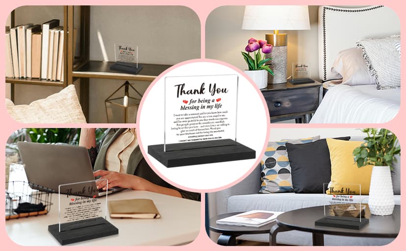 Thank You Gifts for Women Men, Appreciation Gifts for Friends, Birthday Retirement Gifts for Mom Family, Thank You for Being A Blessing in My Life Home Office Desk Décor Sign, DSF135