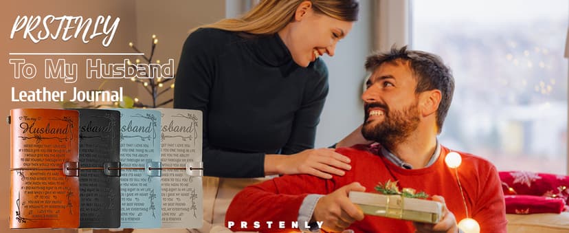 PRSTENLY Gifts for Husband Leather Journal, To My Husband Gifts 140 Page Refillable Notebooks, Fathers Day Anniversary Birthday Wedding Christmas Valentines Day Gifts for Him Men Husband from Wife