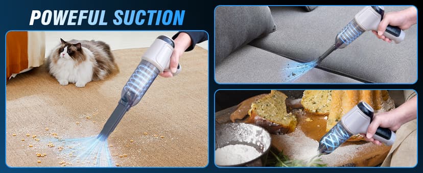 IHE Car Vacuum Cleaner, 15000Pa Handheld Cordless Rechargeable Wet & Dry Vacuum, 120W High Power for Car, Pet, Home, Office Cleaning, Washable HEPA Filter, Multi-Nozzles