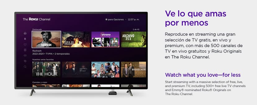 Roku Express Dispositivo de Streaming HD para TV (Spanish Edition) - Con VIX Premium, Control remoto con botones de acceso rápido I Roku Express HD Streaming Device for TV, with VIX Premium Offer