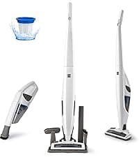 Kenmore DS1030 Cordless Stick Vacuum Lightweight Cleaner 2-Speed Power Suction LED Headlight 2-in-1 Handheld for Hardwood Floor, Carpet & Pet Hair, White