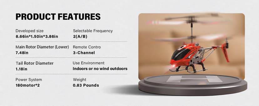Cheerwing S107/S107G Phantom 3CH 3.5 Channel Mini RC Helicopter with Gyro Crimson
