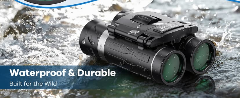 200x25 Compact Binoculars for Adults and Kids, High Powered Mini Pocket Binoculars, Waterproof Small Binocular for Bird Watching, Hunting, Concert, Theater, Opera, Traveling, Sightseeing