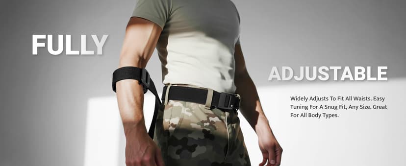 FAIRWIN Tactical Gun Belt, Ratchet CCW EDC Stiff Heavy Duty Work 1.5" Battle Concealed Carry Rigid Patented Nylon Men Belts