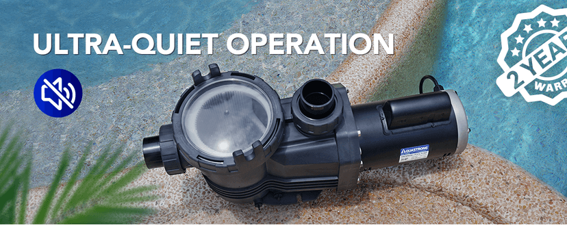 AQUASTRONG In/Above Ground Pool Pump Pure Copper Motor Energy Efficient High Flow Powerful Self Primming Swimming Pool Pumps with Filter Basket, Grey