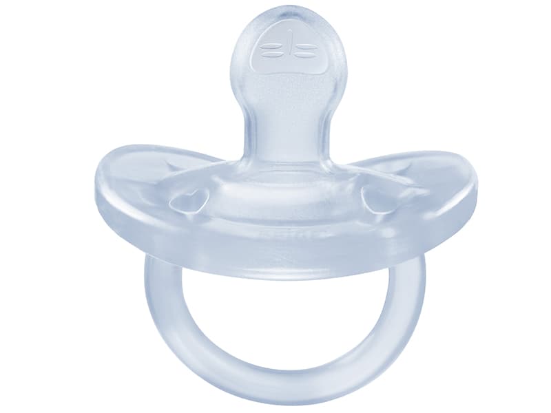 Chicco PhysioForma Silicone Orthondontic Pacifier, 0-6m | 100% Soft Silicone | Supports Breathing & Oral Development | Satin-Textured Nipple | Includes Sterilizing Case | BPA Free | Clear, 4pk