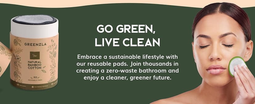 Greenzla Reusable Makeup Remover Pads (20 Pack) Washable Laundry Bag & Round Box for Storage, Reusable Bamboo Cotton Rounds for All Skin Types