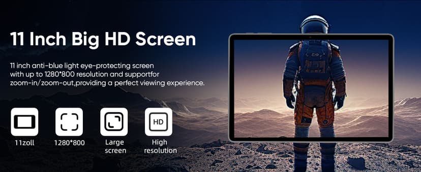 WXUNJA Android 15 Tablet,11 Inch Tablets with Octa Core Processor, 12GB RAM 128GB ROM 1TB Expand, Widevine L1, 8000mAh Battery, 2.4/5Ghz Dual WiFi/GPS/FM, 5/8MP Cameras, Case Included, Blue