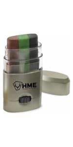 HME 3 Color Camo Face Paint "Mess-Free" Application Stick - Long-Lasting Easy-to-Use Concealment Makeup for Hunting