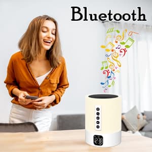 Alarm Clock Bluetooth Speaker, Night Light White Noise Machine Touch Bedside Lamp with Alarm Clock for Kids Multi-Color Changing Night Light Xmas Gifts for Teenage Girls Boys Women Teen Girl Gifts