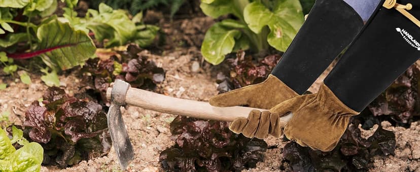 HANDLANDY Long Gardening Gloves for Men & Women, Pigskin Leather Rose Pruning Gloves, Breathable Thorn Proof Gauntlet Glove (Brown-Pigskin, M)