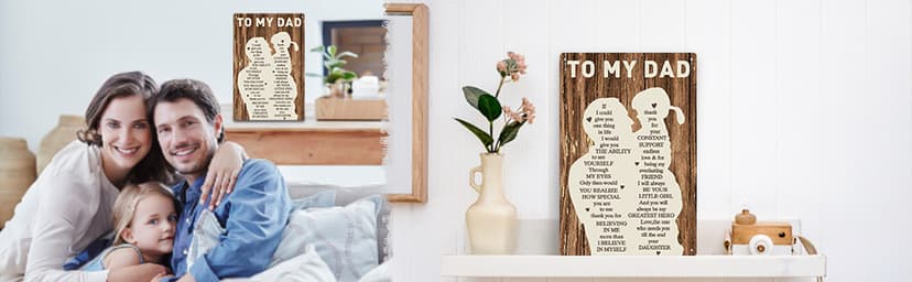 Gifts for Dad from Daughter Wife,12x8Inch Metal Tin Sign Novelty Vintage Plaque Decorative Gifts for Dad Husband,Meaningful Christmas Anniversary Birthday Father's Day Presents for Daddy Stepfather