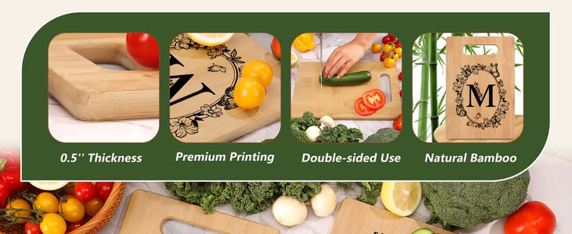 Personalized Cutting Board, Initial Birthday Gifts for Women Wedding Gifts for Couple, Monogrammed Engraved Bamboo Wood Kitchen Gifts, Unique Gift for Christmas Anniversary Housewarming(Letter M)