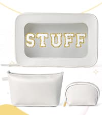 Y1tvei Crochet Canvas Tote Bag - 2Pcs Cosmetic Pouch Tote Bag Reusable Grocery Folding Shopping Bag for Crocheters Women