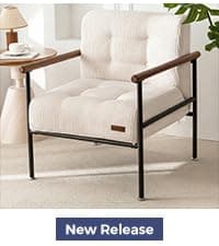MAXYOYO Modern Accent Chair, Comfy Living Room Chair with Metal Frame Wooden Armrest, Upholstered Armchair with Soft Cushion for Bedroom Balcony Lounge Reading Room, Beige