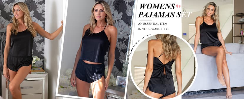 Sexy pajama set for women,Cami Top and Shorts Sets,2 Piece Silky Sleepwear for Valentines,Bridal Party,Honeymoons Gifts Ekouaer Silk Pajamas Set for Women Satin Backless Lingerie Pjs Nightwear B0876WYLZT