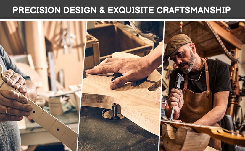 Ktaxon DIY Electric Guitar Kit with Mahogany Body, Full Size 6-String Electric Guitar Kits W/Maple Neck, Shoulder Strap, SSS Pickups, All Accessories Included, Wood Color (KST)