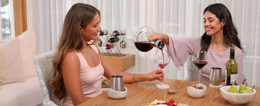 Gusto Nostro Crystal Wine Decanter with Aerator Pourer - Premium Hand-blown Lead-free Glass Wine Decanter Set for Red Wines - Carafe with Lid Filter for Smooth Pouring - Stainless Steel Spout Included