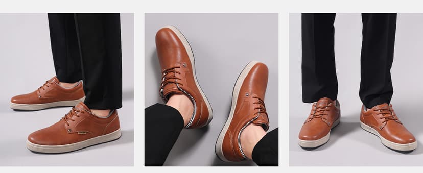 ANALEAF Mens Casual Oxfords Fashion Sneakers Soft Comfortable Lace-Up Dress Shoes