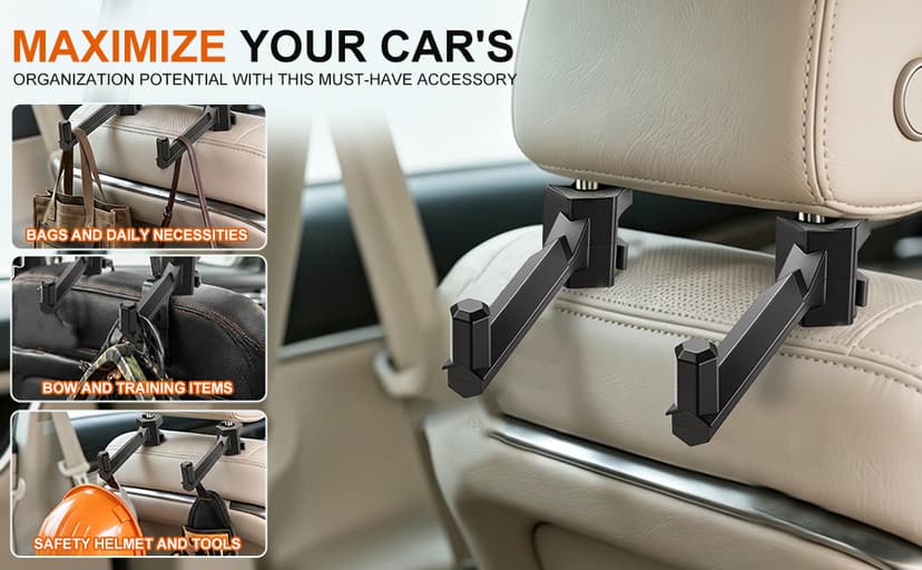 Bow Hanger for Truck, 2 Set Archery Hunting Shooting Bracket Headrest Mount,Universal Compound Bow Holder for Vehicle Storage and Hunting Transport
