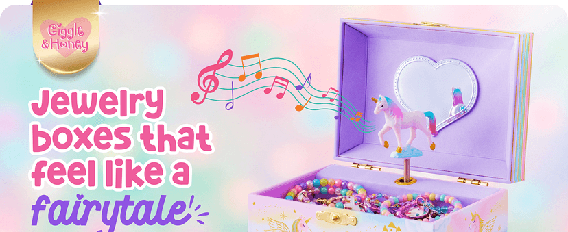 Music Boxes for Little Girls, Toddler Jewelry Box for 4 Year Old Kids, Toys for Toddlers, Birthday Gifts for Kids 5-9 Years Giggle & Honey® Musical Unicorn Jewelry Box for Girls B0CHKLZ7PJ