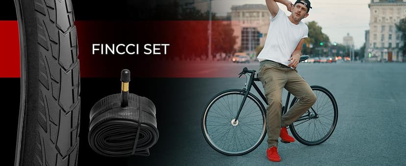 Fincci 700x40c Bike Tires, 42-622, Foldable, 1mm Nylon Antipuncture Protection with 48mm Schrader Valve Inner Tubes, Tough & Durable, Pack of 2 – for Gravel, Road, Hybrid & Touring Bicycles