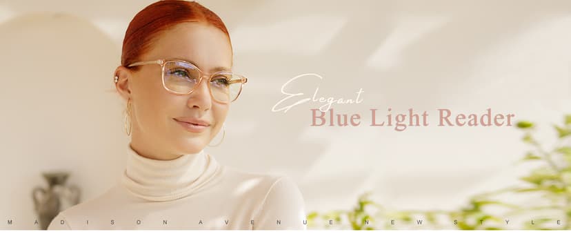 Madison Avenue Square Vintage TR90 Blue Light Blocking Reading Glasses for Women, Anti Eyestrain/Glare Computer Readers