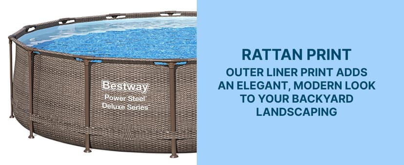 Bestway Power Steel 14’ x 42” Round Above Ground Outdoor Backyard Swimming Pool Set with 1,000 GPH Filter Pump, Ladder, and Pool Cover