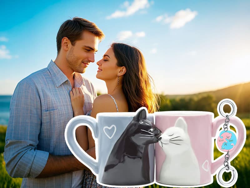 Couple Gifts Cute Kissing Cat Mug Matching Couples Stuff Ceramic Coffee Mugs for Wedding Gifts Anniversary Valentines Engagement Gifts for Couples Cat Lovers 12oz B07MQCGDH6