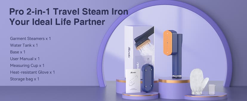 Steamer for Clothes,Sundu Portable 2-in-1 Travel Steamer&Iron,15s Fast Heat-up,100ml Water Tank,Ironing Gloves,25 Min Powerful Continuous Steam,1200W&4 Modes Light Steam Iron for Travel&Home(Blue)