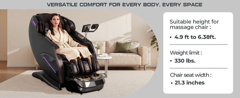 4D Massage Chairs Full Body,Zero Gravity SL-Track Shiatsu Massage Chair Recliner,Core Heating,20 Massage Techniques,Deep Yoga Stretch,Foot Rollers, Ai Voice,Touch Screen,Wireless Charging