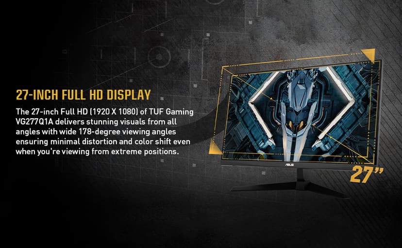 ASUS TUF Gaming 27 Inch Gaming Monitor - Full HD, 1080P, 165Hz (Supports 144Hz), 1ms, Extreme Low Motion Blur, FreeSync Premium, Shadow Boost, Eye Care, HDMI, DisplayPort, Tilt Adjustable - VG277Q1A