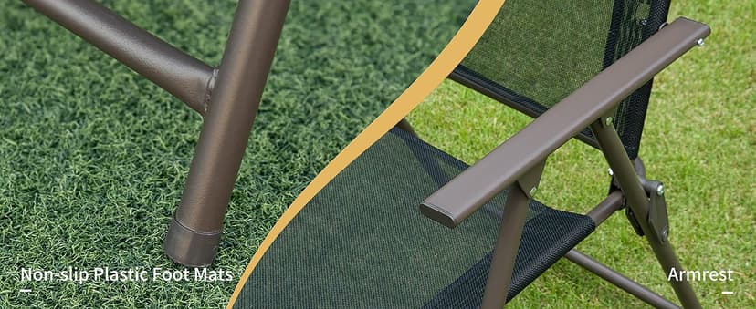 Outsunny 6 Piece Patio Dining Set for 4 with Umbrella, Outdoor Table and Chairs with 4 Folding Dining Chairs & Round Glass Table for Garden, Backyard and Poolside, Black and Coffee