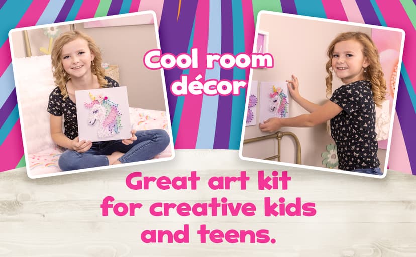 Hapinest String Art Craft Kit for Kids Ages 10-12 and Up, 3D String Art Kit Crafts for Teens, Birthday Gifts for Tween Girls Ages 10 11 12 Years Old and Up, Makes 3 Designs - Unicorn, Cat, and Flower