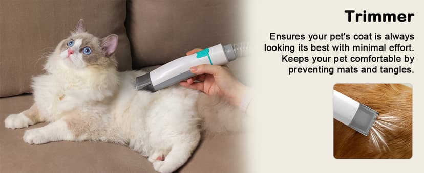 Dog Grooming Kit, Pet Grooming Vacuum with Pet Clipper Nail Grinder, Dog Hair Vacuum with 6 Pet Grooming Tools for Dogs Cats Shedding Grooming