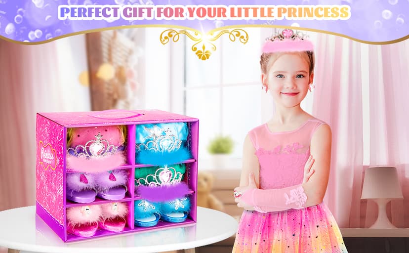 Toddler Dress Up Clothes Shoes Jewelry Set, Princess Costume Include Unicorn Mermaid, Pretend Play for Little Girls Age 3-6 HAMSILY Princess Dress Up for Girl 3 4 5 6 Years Old Birthday Gifts Toys B0B6FTH2HD