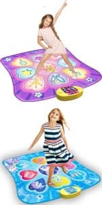 SUNLIN Dance Mat - Rhythm Step Play Mat - Dance Game Toy Pad with LED Lights, Gift for Kids Girls 3-12, Adjustable Volume, Built-in Music, 3 Challenge Levels