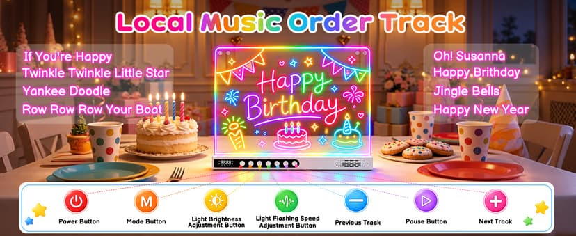 8 Colors, 8 Modes, 15 Light Effects with Music & Blue-Tooth, Doodle Neon Glow Pad Toys Gift for Girls/Boys/Kids 16" Rechargeable LED Drawing Board, Kids Birthday Christmas Gift B0GT9HHRJJ