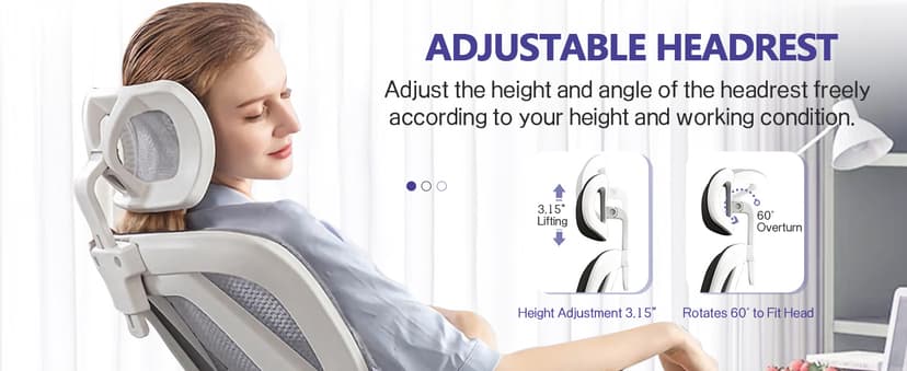 Ergonomic Office Chair Computer Desk Chairs with Flip-up Armrests and Lumbar Support, High Back Mesh Gaming Chairs Rolling Work Swivel Task Chairs with Adjustable Headrest