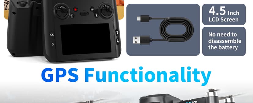 Drones with Camera for Adults 4K, GPS Drone with 4.5” LCD Screen Controller Follow Me Auto Return 5G Long Range Transmission Foldable FPV Drone for Beginners Under 249g