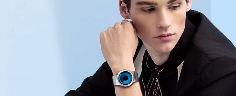 MASTOP Watches for Men Fashion Creative Liquid Movement Original Design Starry Sky Vortex Watch Men Steel Mesh Men's Watch Clock Round Unique Wristwatch Minimalist Gradient Color