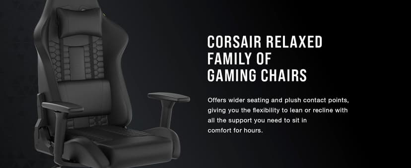 Corsair TC100 Relaxed Gaming Chair - Leatherette - Racing-Inspired Design - Lumbar Pillow - Detachable Memory Foam Neck Pillow - Adjustable Seat Height - Adjustable Armrests - Black