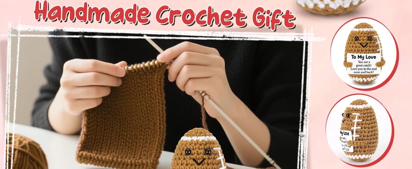 Birthday Gifts for Him Her Boyfriend Girlfriend, to My Love Handmade Emotional Crochet Football, Small Cute Anniversary Present for Him, Mini Romantic I Love You Gift for Husband Wife Couple