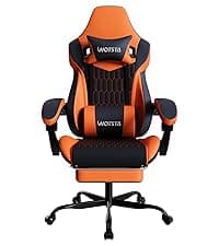 Gaming Chair with Footrest, High Back Gaming Chairs PVC Leather Ergonomic Gamer Chair with Adjustable Headrest Lumbar Support Racing Style Video Gaming Chair for Office/Home (Black Orange)